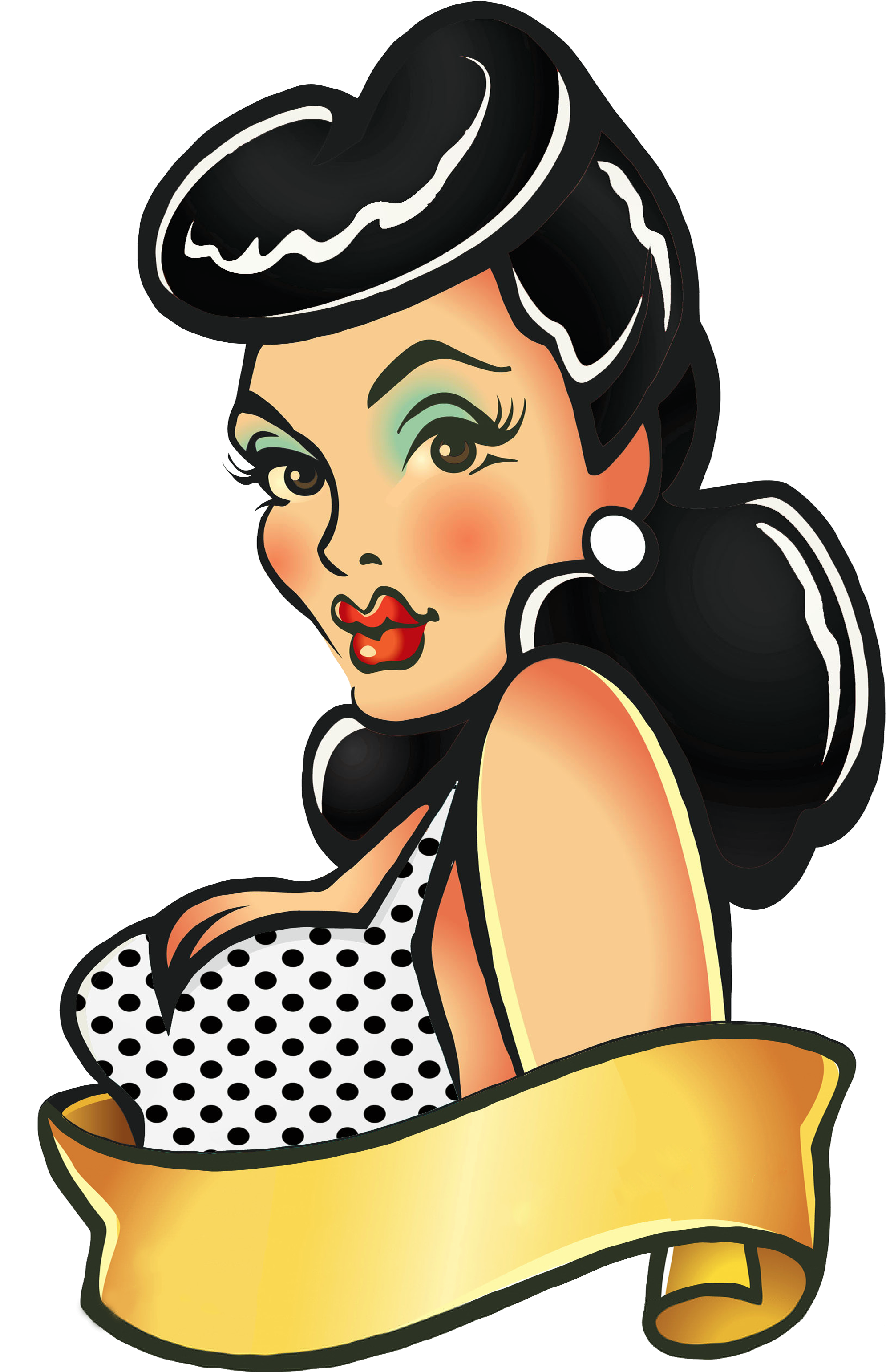 Black Hair Bettie Bang Paige Style Rockabilly Greaser - Pin Up Tattoo Png (2550x3300), Png Download