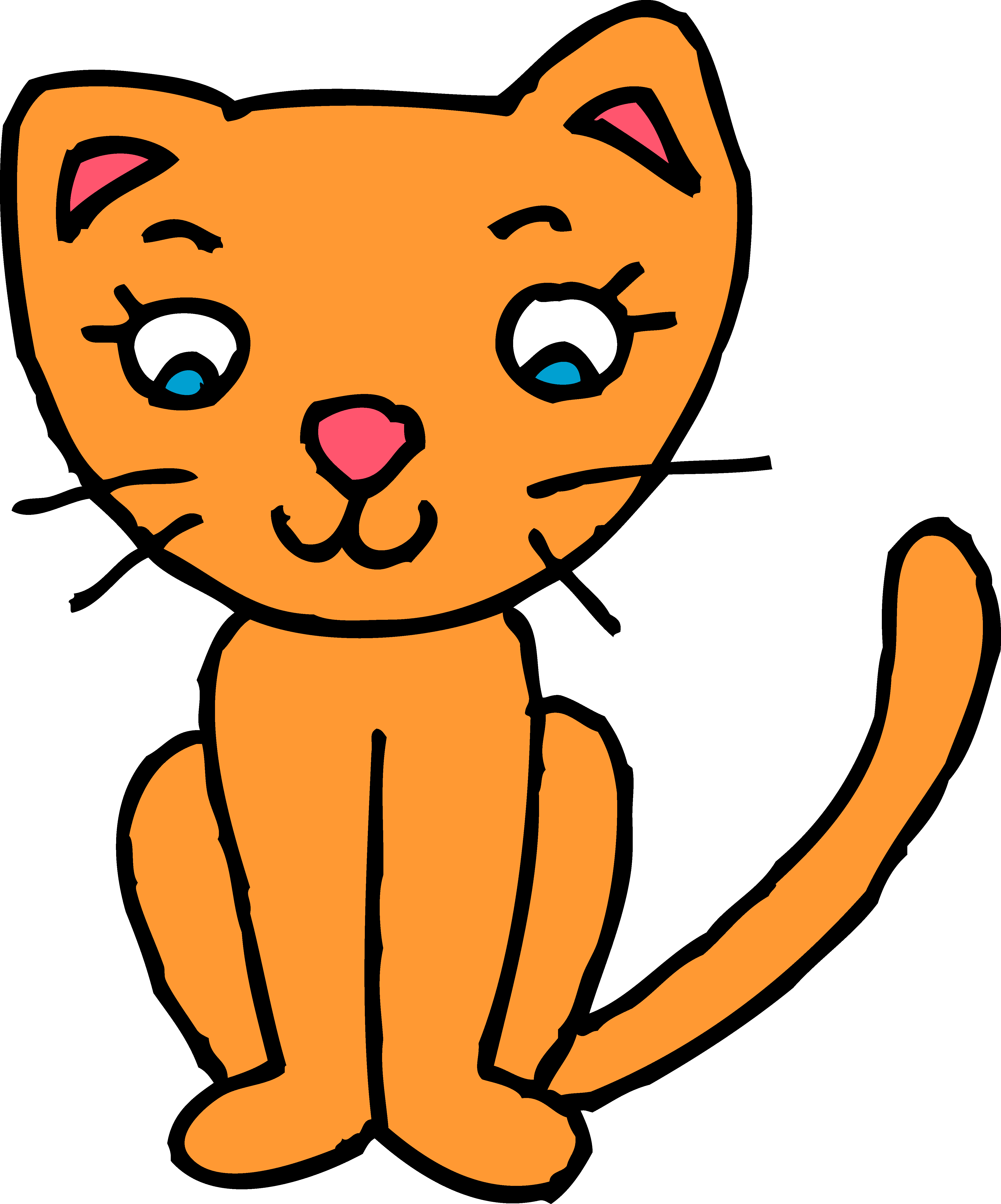 Cute Orange Kitty Cat Clipart - Cat Black And White Clip Art (4637x5577), Png Download