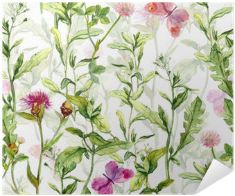 Grass, Herb And Flowers With Butterflies - Gear New 5791228-gn-ph1 Small Bird In Sprtern Watercolour (400x400), Png Download