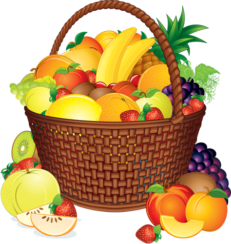 Фрукты - Clip Art Fruits Basket (474x500), Png Download