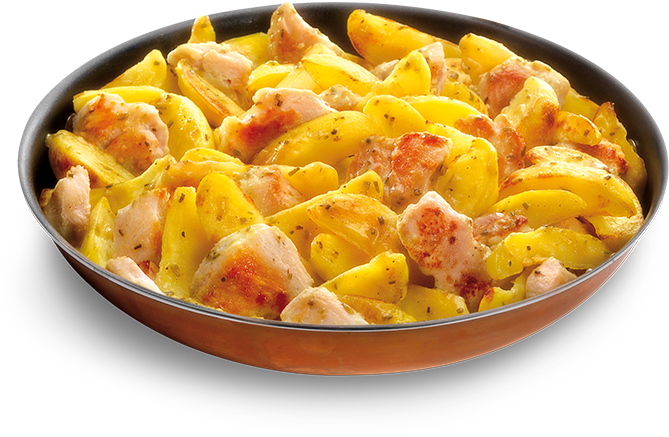 Roasted Chicken Fillets And Grilled Potatoes - Food (750x550), Png Download