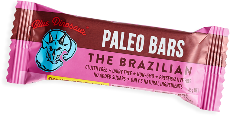 The Brazilian - 12 Bars - Blue Dinosaur Paleo Bars 45g : The Brazilian (800x400), Png Download