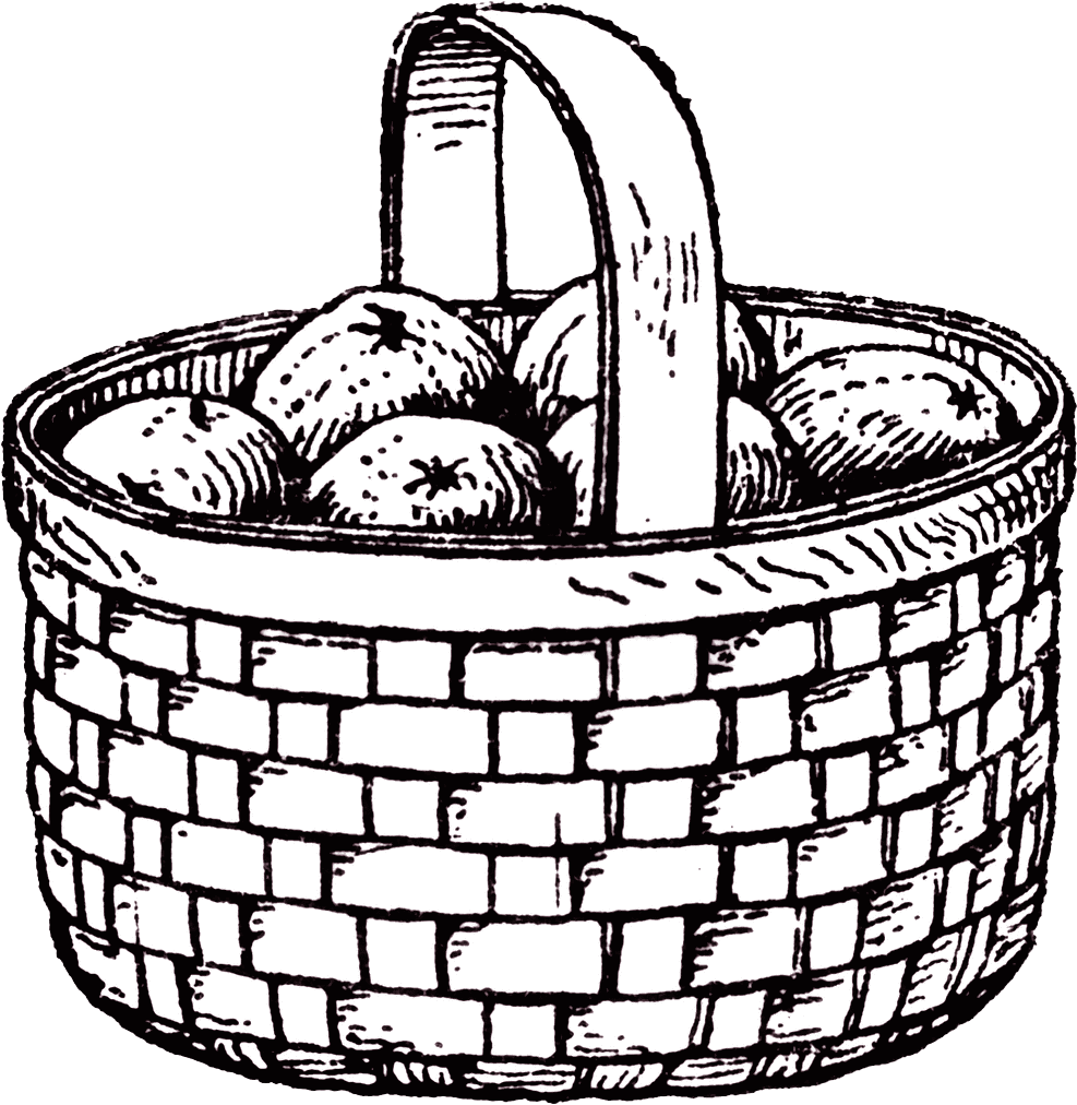 Álbum De Imágenes Para La Inspiración - Wicker Fruit Basket Drawing (1015x1024), Png Download