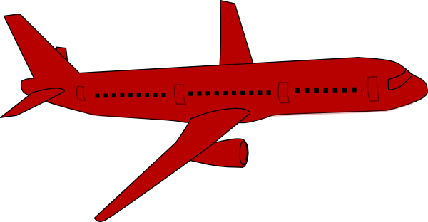 Cartoon Airplane Clipart - Red Aeroplane Clipart (600x312), Png Download