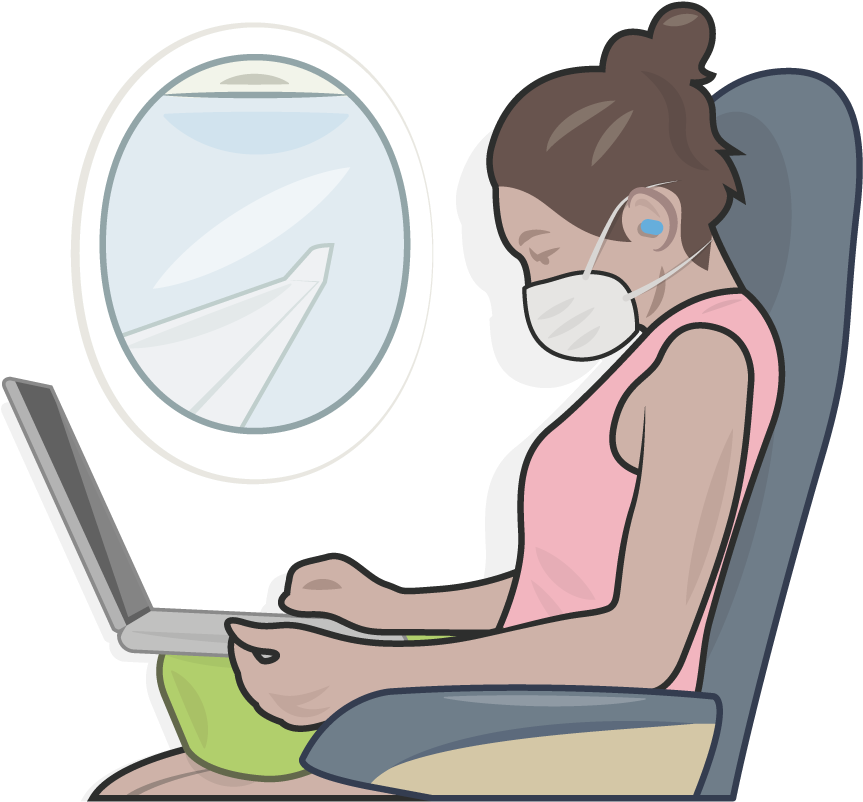 Woman Sitting On An Airplane Illustration - Sitting In The Plane Cartoon (1200x900), Png Download