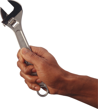 Hand Holding Wrench Two - Hand With Tools Png (400x445), Png Download