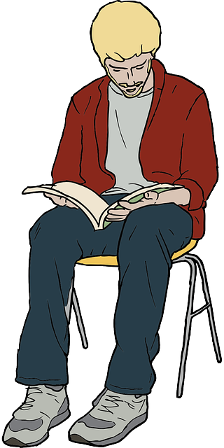 Library, Education, People, Man, Guy, Reading, Chair - Man Sitting In Chair Drawing (320x640), Png Download