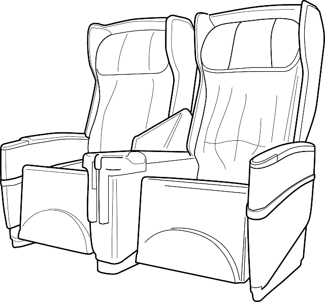 Chair, Cartoon, Airplane, Plane, Furniture, Aircraft - Airplane Seat Clip Art (640x594), Png Download
