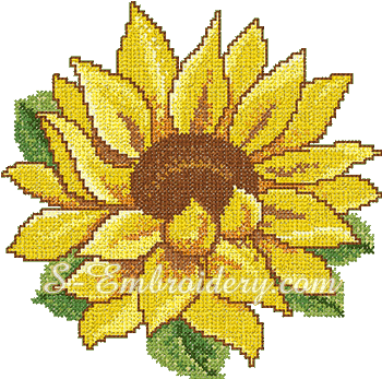 10067 Cross Stitch Sunflower Embroidery No1 - Sunflower Embroidery Design (350x347), Png Download