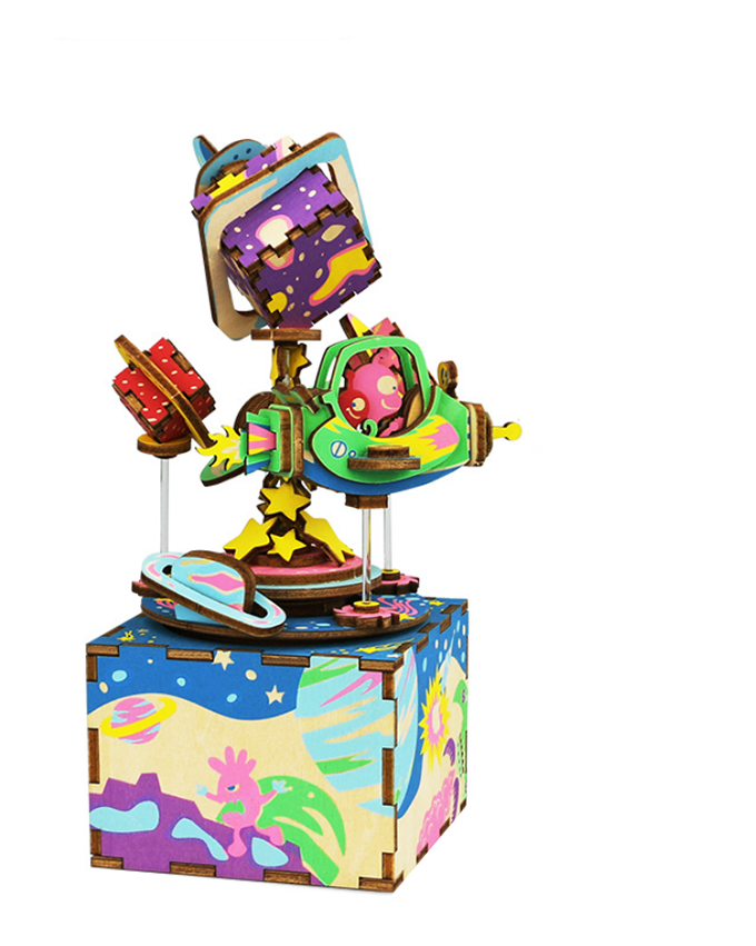 3d Rotating Music Box Diy Kit - Music Box 3d Wooden Puzzle (850x850), Png Download