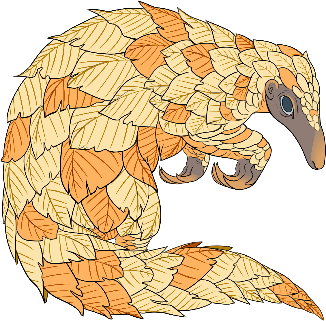 Autunm-leaf Pangolin Or Fall Pangolin, A Sneaky And - Illustration (1200x1200), Png Download
