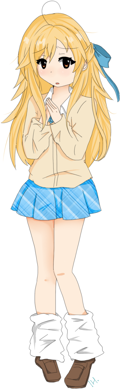 Shy School Girl By Himarii - Cartoon (590x1354), Png Download