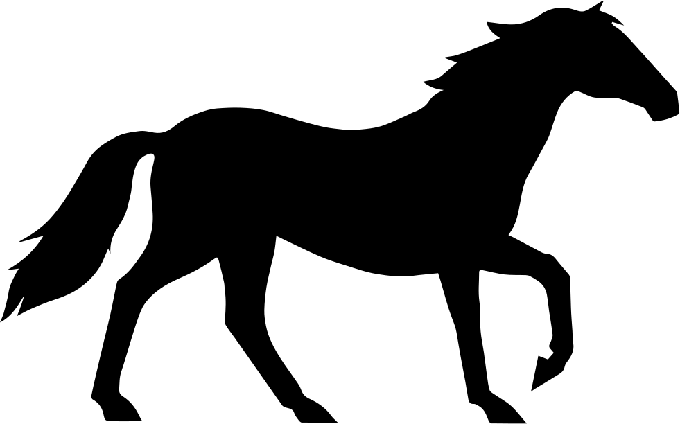 Horse Walking Elegant Black Side View Silhouette Comments - Black Horse Running Gif (981x612), Png Download