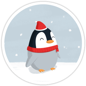 Christmas Penguin Redbubble Sticker - Christmas Day (375x360), Png Download