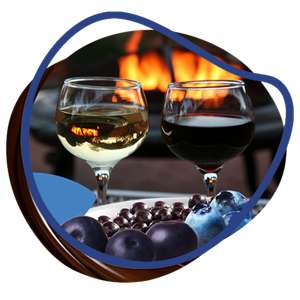 Blueberries Next To A Fireplace - Wine Glass (300x300), Png Download