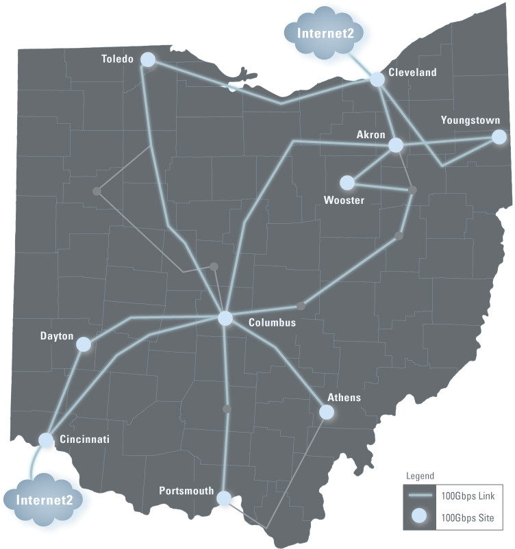 Oarnet Backbone Map - Oar Ohio State (792x828), Png Download