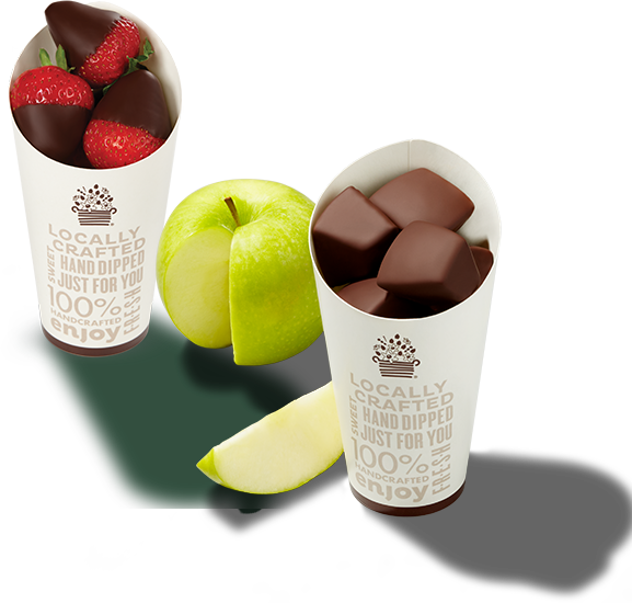 Chocolate Dipped Fruit Cones - Chocolate (577x550), Png Download