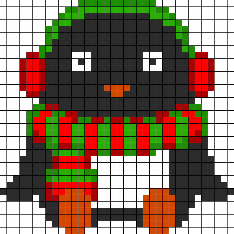 Christmas Penguin Perler Bead Pattern / Bead Sprite - Bead (757x757), Png Download