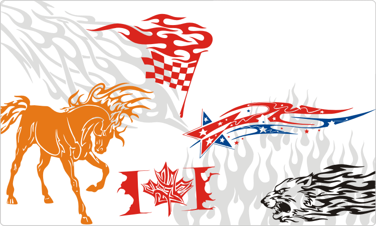 Tribal Flames Clipart - Racing Tribal Vector Png (750x451), Png Download