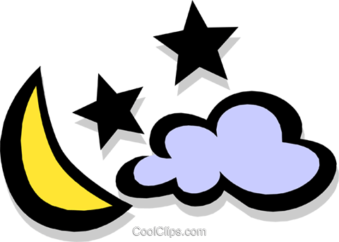 Lua / Estrelas / Cloud Livre De Direitos Vetores Clip - Rain (480x342), Png Download