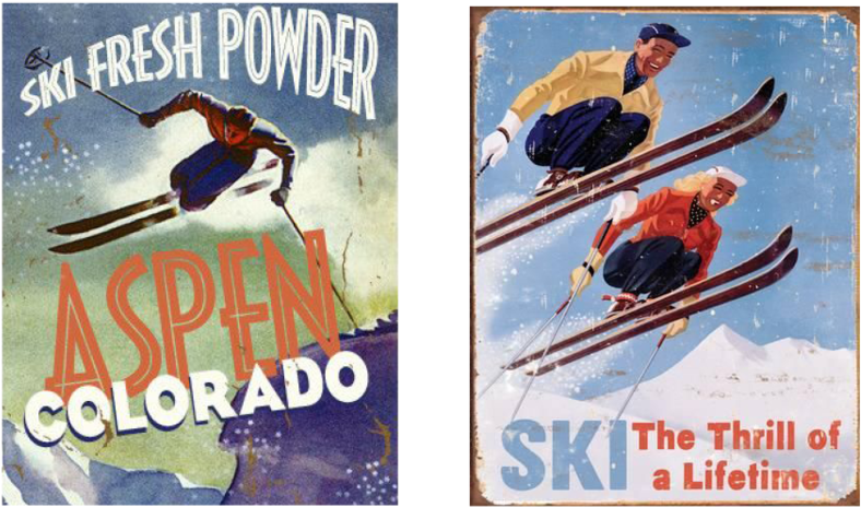 Vintage Poster Slides - Ski Posters Retro Aspen Colorado (1000x500), Png Download