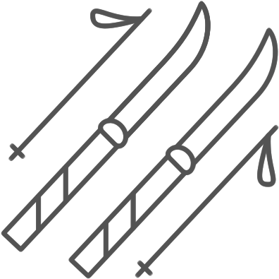 Icon Ski - Black And White Skis (650x400), Png Download
