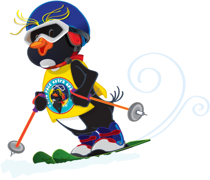 Penguin Skiing (422x432), Png Download