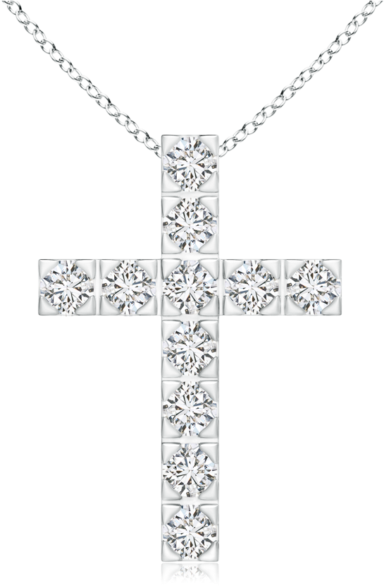 Round Lab Grown Diamond Cross Pendant - Round Lab Grown Diamond Cross Pendant In Yellow Gold (900x900), Png Download