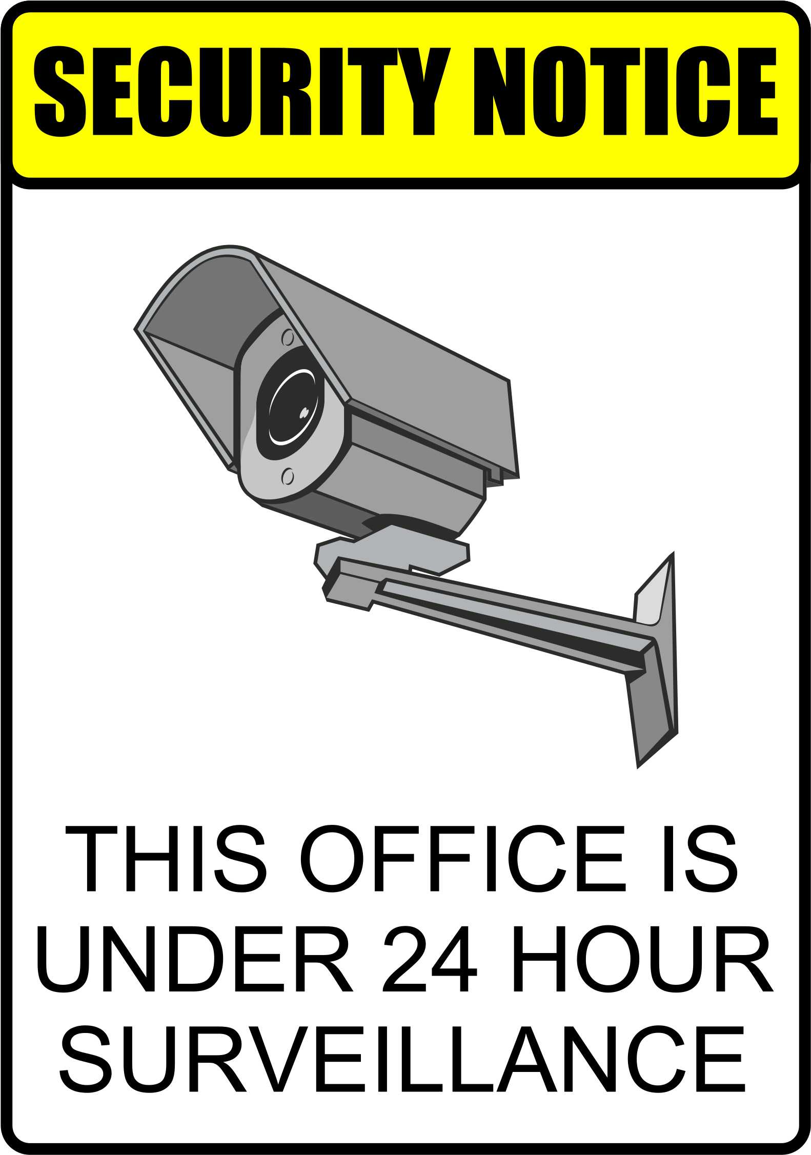 Camera Clip Art Security Notice Clip Art - 24 Hour Surveillance Area (566x800), Png Download