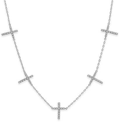 Diamond Cross Necklace In White Gold - Necklace (498x498), Png Download