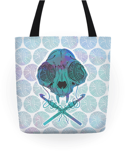 Cat Skull & Crochet Hooks Tote - Cat Skull & Crochet Hooks Iphone Case: Funny Iphone (484x484), Png Download