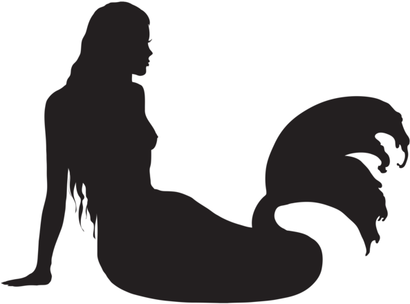 Sitting Mermaid Silhouette Png Clip Art - Mermaid Silhouette Png (600x443), Png Download