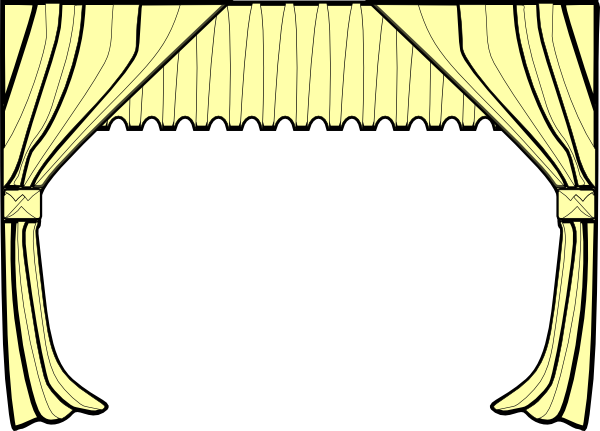 Stage Curtains Clipart - Clip Art Curtains (600x431), Png Download