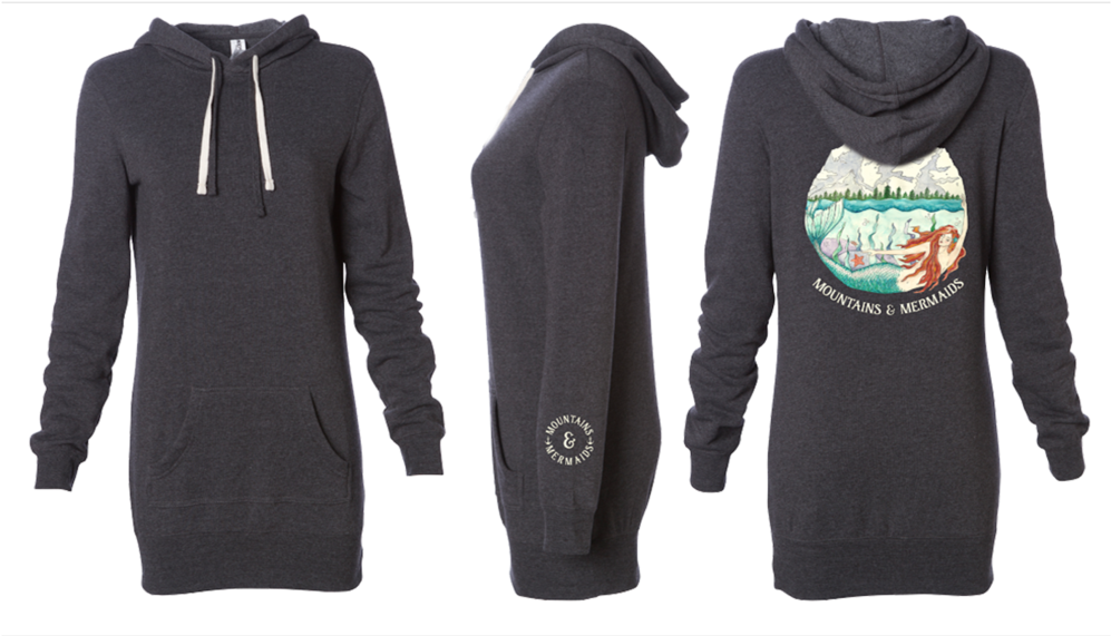 Mountain Mermaid Midweight Hoodie Dress - Hoodie (1060x570), Png Download