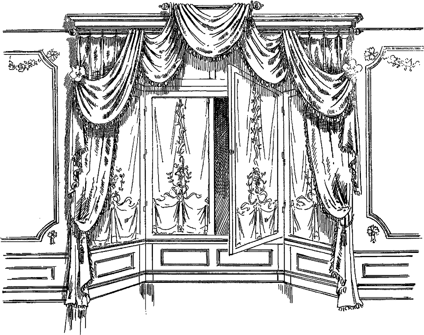 Drawing Monochrome /m/02csf Sketch - Drawing Curtain (1600x1266), Png Download