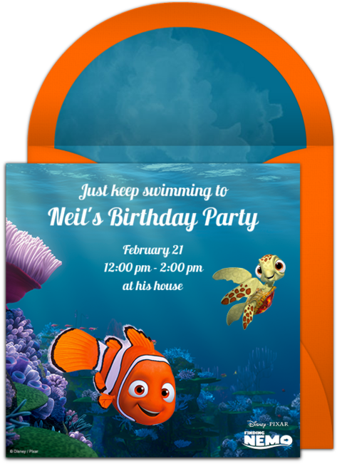 Customizable, Free Finding Nemo Online Invitations - Finding Nemo (650x650), Png Download