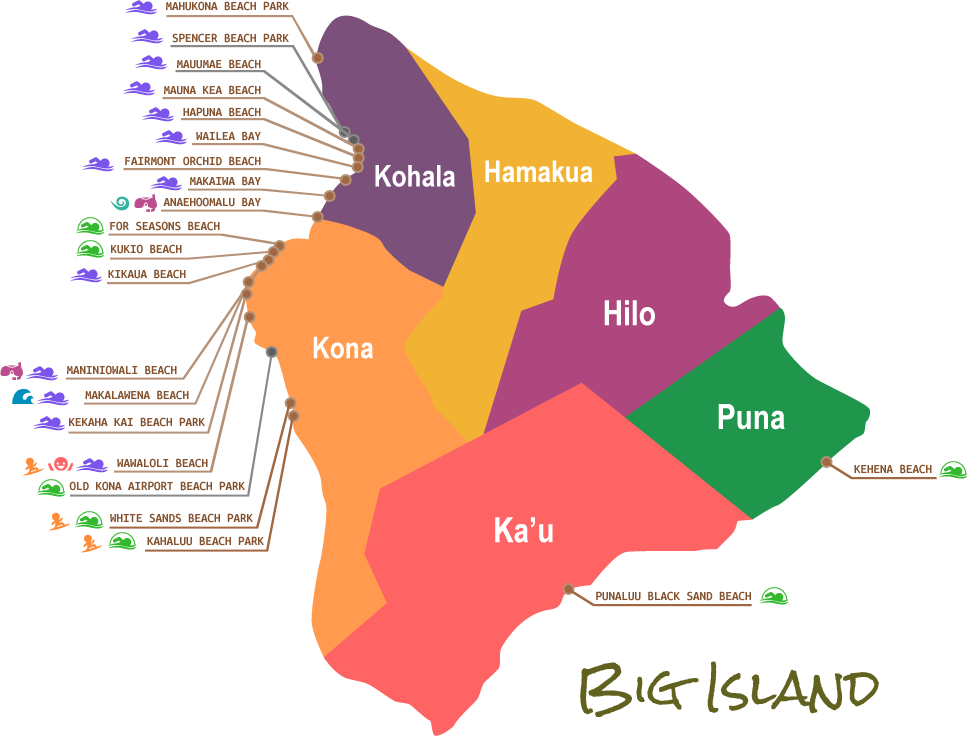 Kona Hawaii Maps (968x736), Png Download