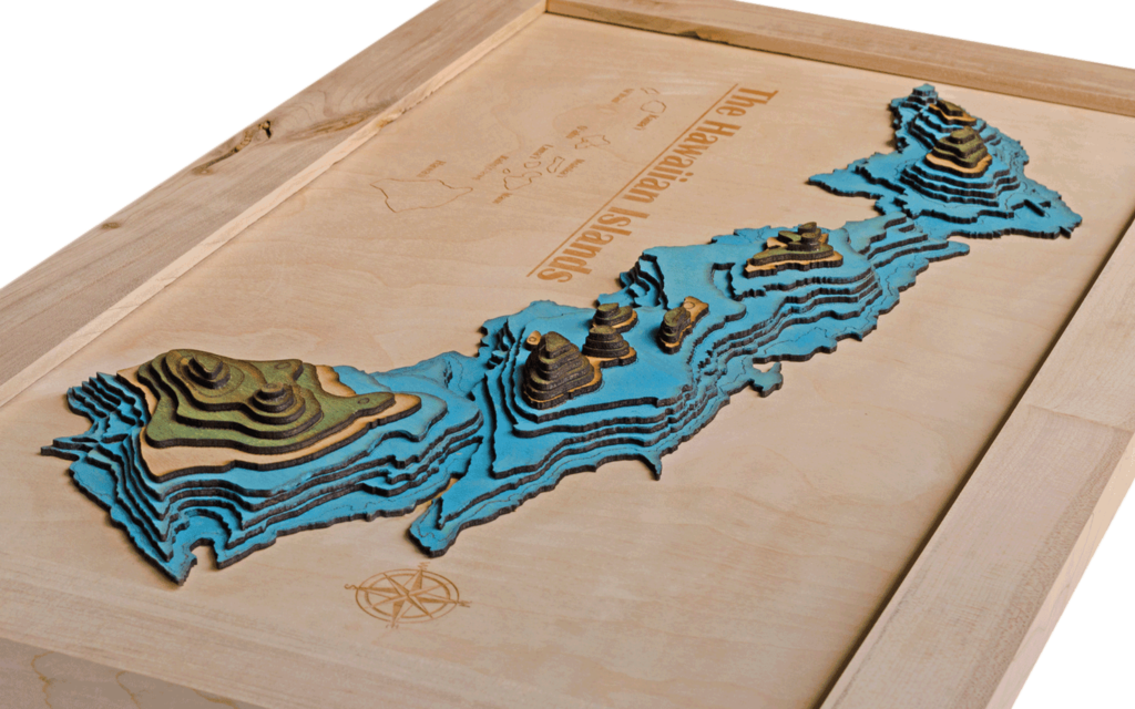 3d Map Of Hawaiian Islands (1024x640), Png Download