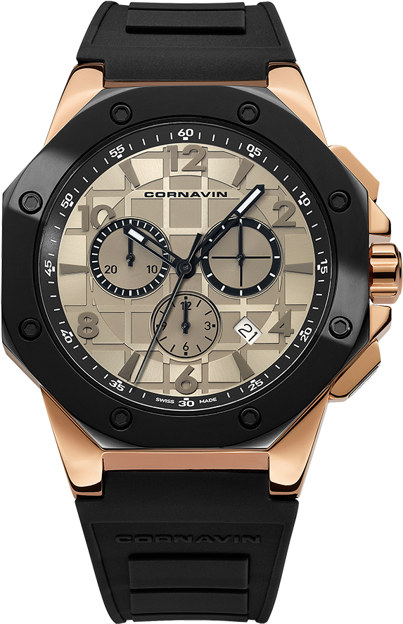Octagonal Stainless Steel Case With 5n Rose Gold Plating - Cornavin Watches (678x1000), Png Download