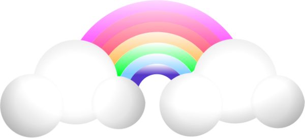 Cloud Rainbow Vector Clip Art Lo9dw7 Clipart - Clouds With Rainbow Png Transparent (600x271), Png Download