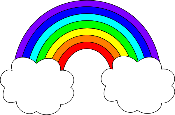 Rainbow With Clouds Clip Art - Rainbow Clipart (600x394), Png Download
