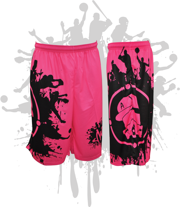 Splatter Splash Mens Full Dye Shorts Neon Pink/black - All The Way Live Softball Bat (800x857), Png Download