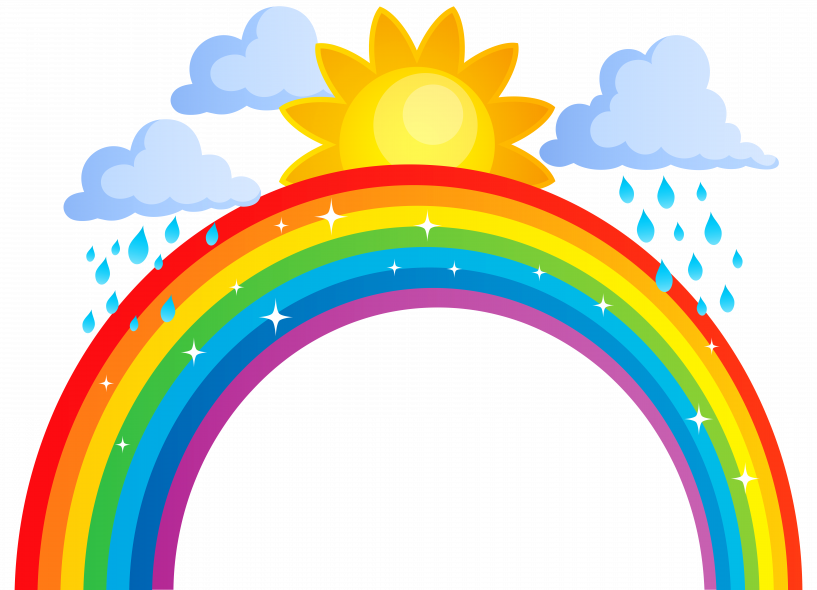 Sun And Rainbow Vector Black And White - Rainbow Clip Art Png (817x590), Png Download