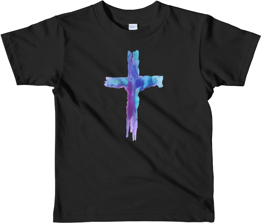 Watercolor Cross Short Sleeve Kids T-shirt - Silhouette Shark (1000x1000), Png Download