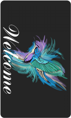 Handpainted Hummingbird Watercolor On Black Doormat - Graphic Design (500x500), Png Download
