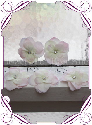 Blush Pink Hydrangea Flower And Bling Hair Pins - Pink Rose Groom Boutonniere (324x438), Png Download