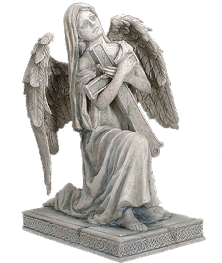 Lofiel Angel Statue Sc - Kneeling Angel Cross Statue (555x555), Png Download