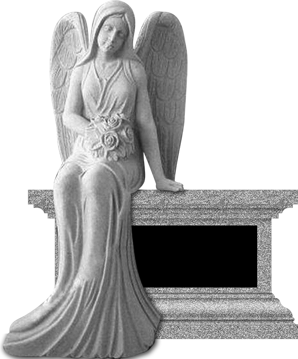 Angel Sitting With Flowers - Monument (600x723), Png Download