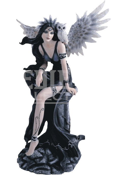 Gothic Angel With Snow Owl Statue - Fallen Angel Statue Figurine (721x721), Png Download