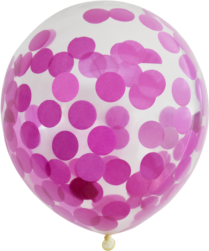 Clear Balloons With Pink Confetti - Balloon (774x900), Png Download